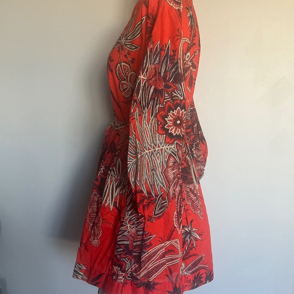 NWT Banana Republic Red Floral Leaves Mini Cotton Cocktail Mini Dress Petite XS - Picture 7 of 9